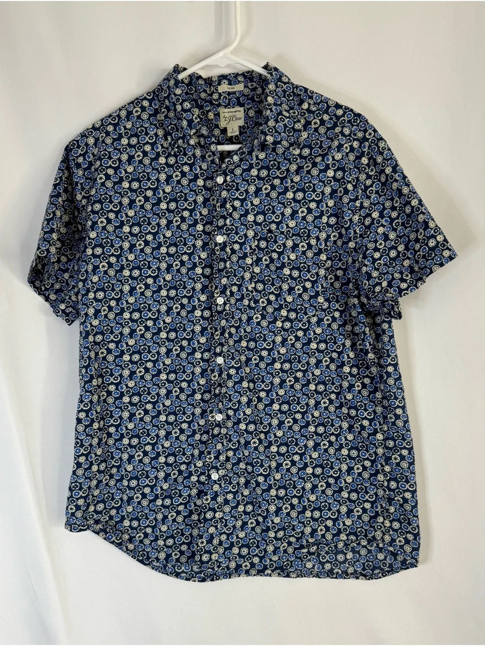 J. Crew Navy Floral Short-Sleeve Button-Down Shirt